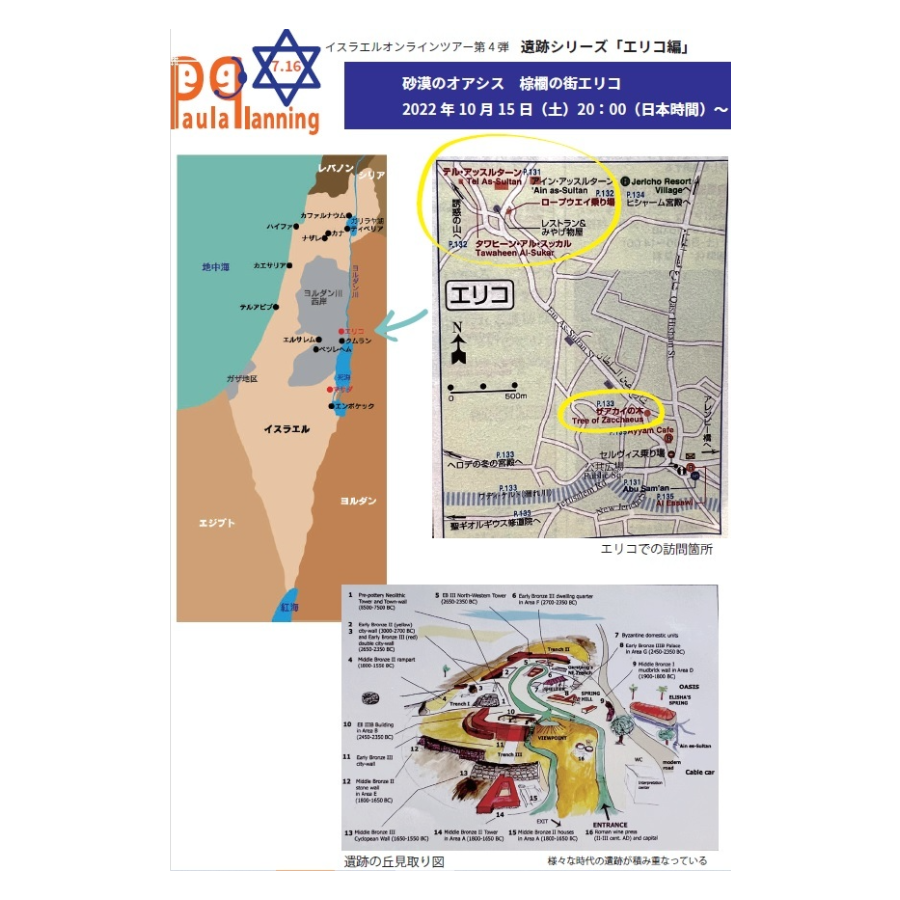 イスラエルオンラインツアー行程マップ